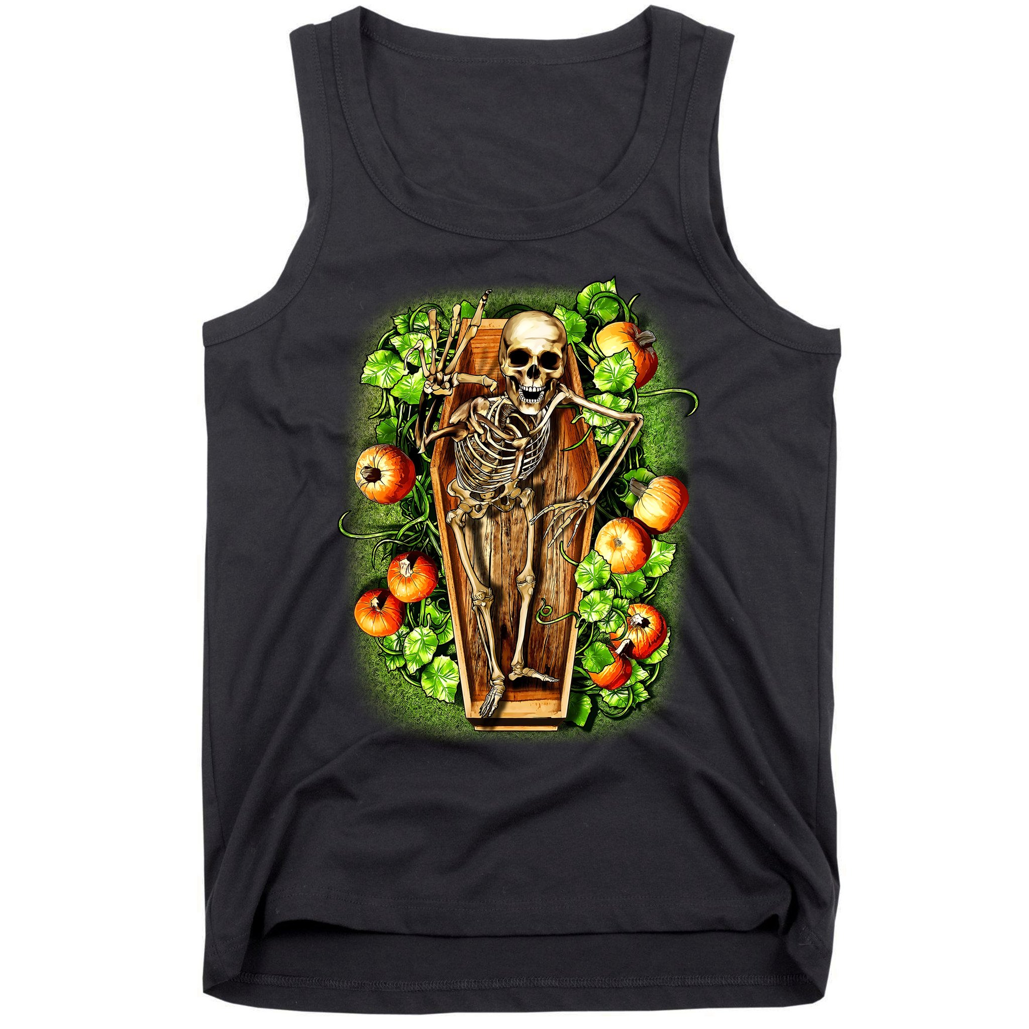 Halloween Casket Pumpkin Patch Tank Top