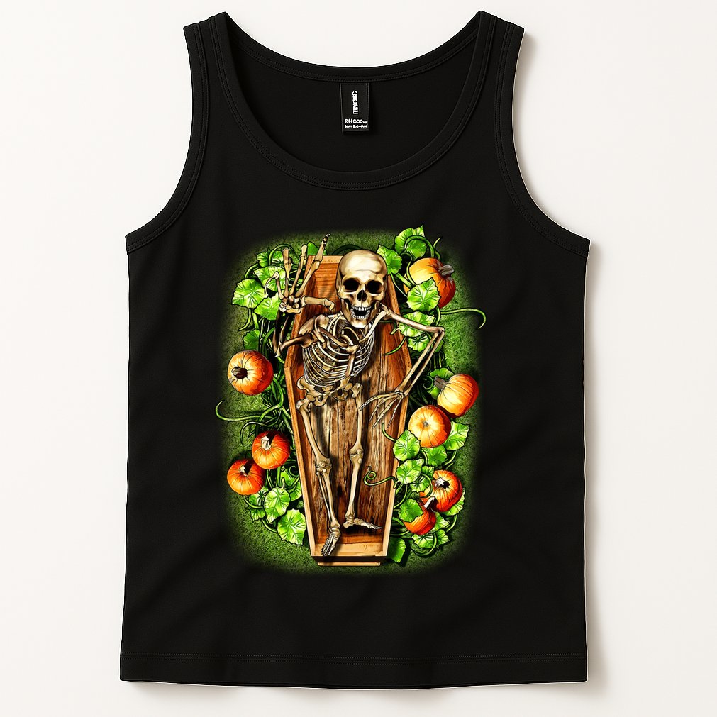 Halloween Casket Pumpkin Patch Tank Top