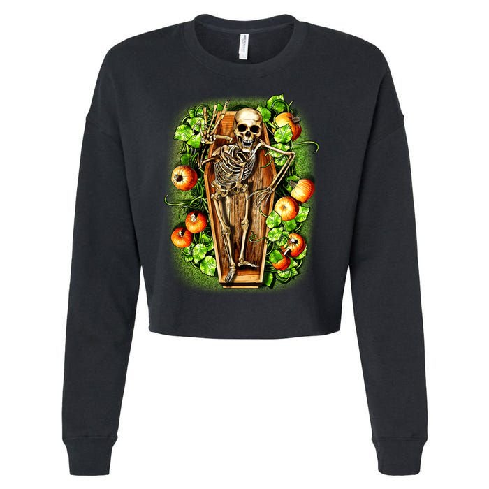Halloween Casket Pumpkin Patch Cropped Pullover Crew