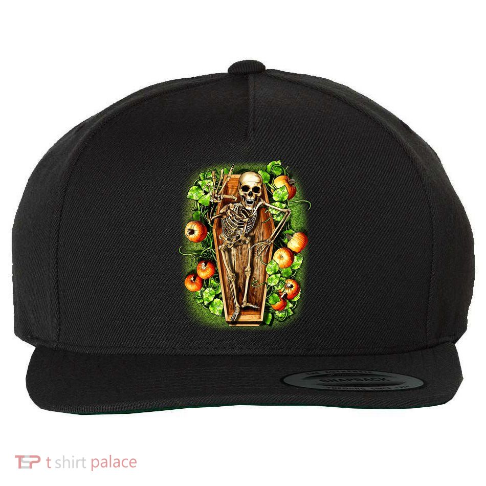 Halloween Casket Pumpkin Patch Wool Snapback Cap