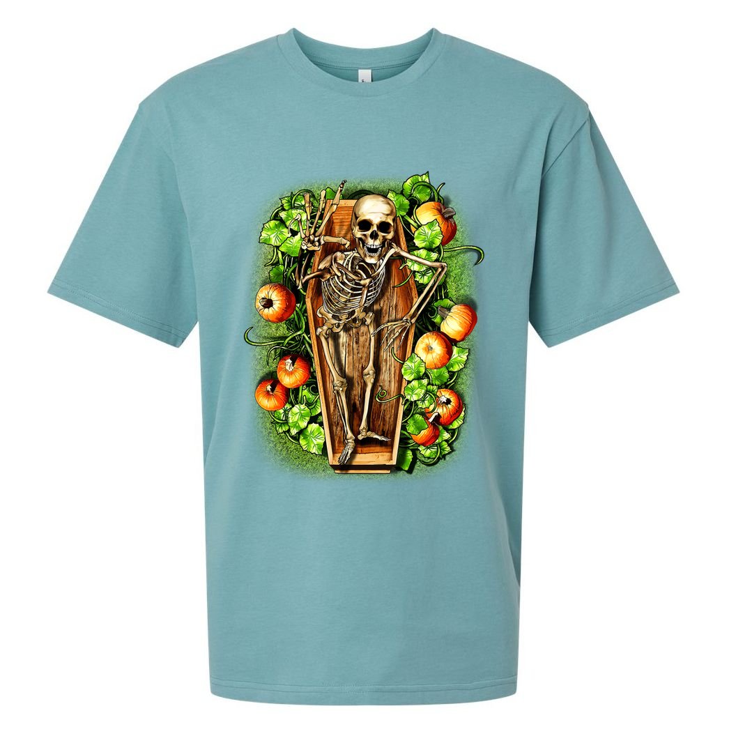 Halloween Casket Pumpkin Patch Sueded Cloud Jersey T-Shirt
