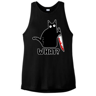 Halloween Cat what? Bloody Knife Ladies PosiCharge Tri-Blend Wicking Tank