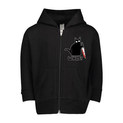 Halloween Cat what? Bloody Knife Toddler Zip Fleece Hoodie