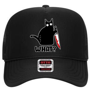 Halloween Cat what? Bloody Knife High Crown Mesh Back Trucker Hat