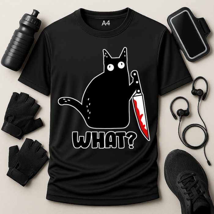 Halloween Cat what? Bloody Knife Cooling Performance Crew T-Shirt