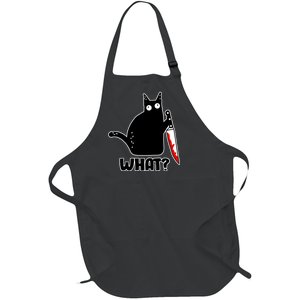 Halloween Cat what? Bloody Knife Full-Length Apron With Pockets