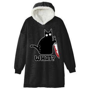 Halloween Cat what? Bloody Knife Hooded Wearable Blanket