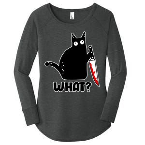 Halloween Cat what? Bloody Knife Women's Perfect Tri Tunic Long Sleeve Shirt