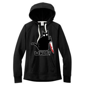 Halloween Cat what? Bloody Knife Women's Fleece Hoodie