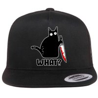 Halloween Cat what? Bloody Knife Flat Bill Trucker Hat