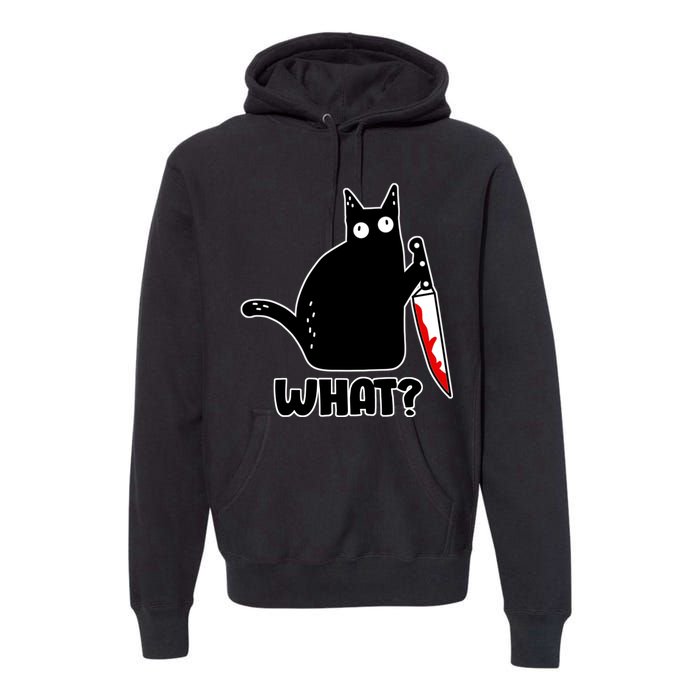 Halloween Cat what? Bloody Knife Premium Hoodie