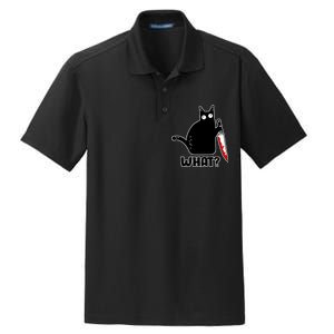 Halloween Cat what? Bloody Knife Dry Zone Grid Polo