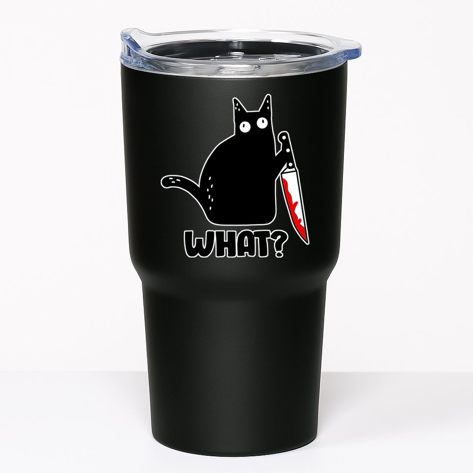 Halloween Cat what? Bloody Knife Tumbler