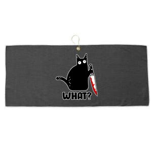 Halloween Cat what? Bloody Knife Large Microfiber Waffle Golf Towel