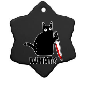 Halloween Cat what? Bloody Knife Ceramic Star Ornament