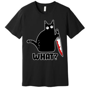 Halloween Cat what? Bloody Knife Premium T-Shirt