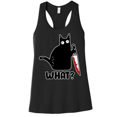 Halloween Cat what? Bloody Knife Women's Racerback Tank