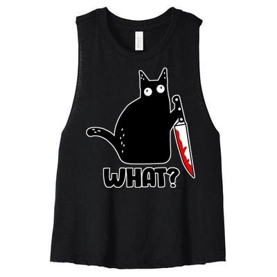 Halloween Cat what? Bloody Knife Women's Racerback Cropped Tank