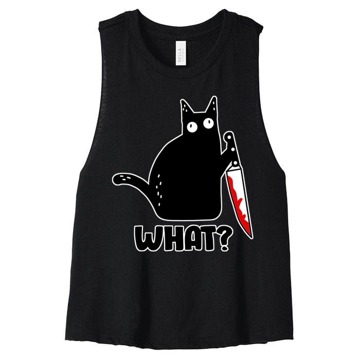 Halloween Cat what? Bloody Knife Women's Racerback Cropped Tank