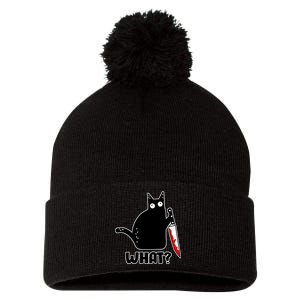 Halloween Cat what? Bloody Knife Pom Pom 12in Knit Beanie