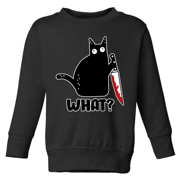 Halloween Cat what? Bloody Knife Toddler Sweatshirt