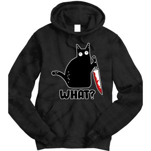 Halloween Cat what? Bloody Knife Tie Dye Hoodie