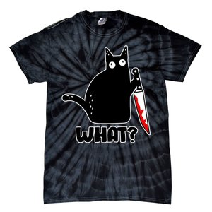 Halloween Cat what? Bloody Knife Tie-Dye T-Shirt