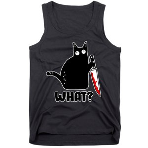 Halloween Cat what? Bloody Knife Tank Top