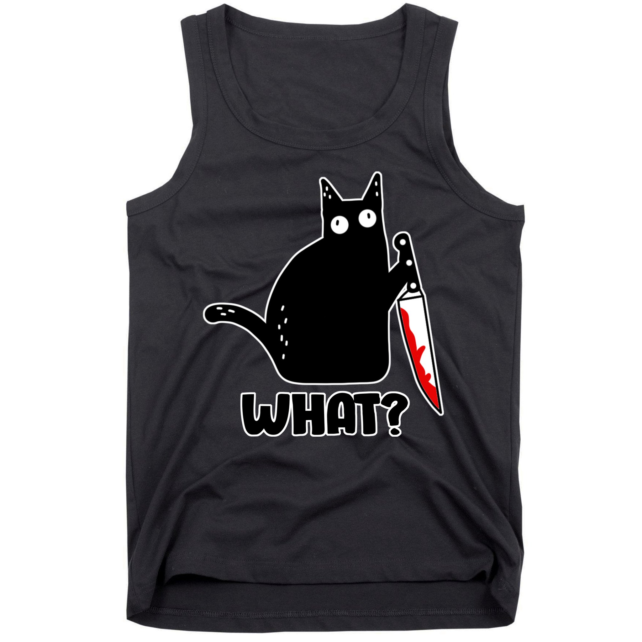 Halloween Cat what? Bloody Knife Tank Top