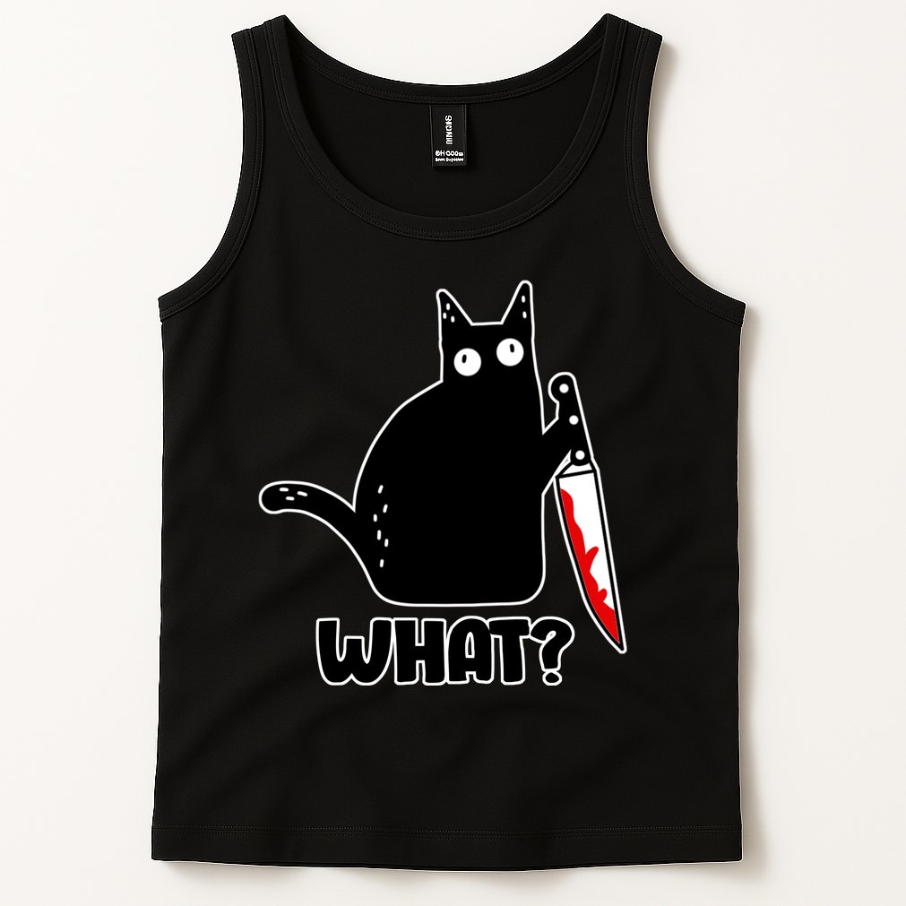Halloween Cat what? Bloody Knife Tank Top