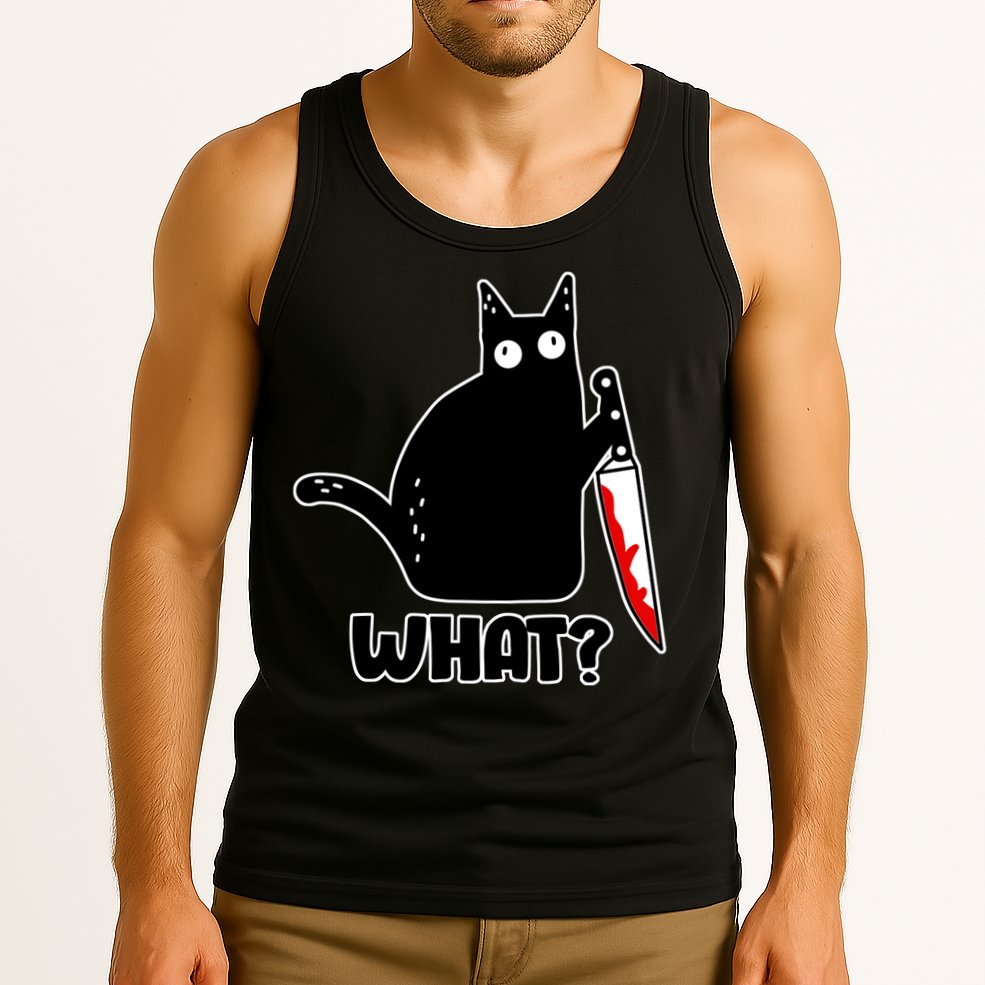 Halloween Cat what? Bloody Knife Tank Top