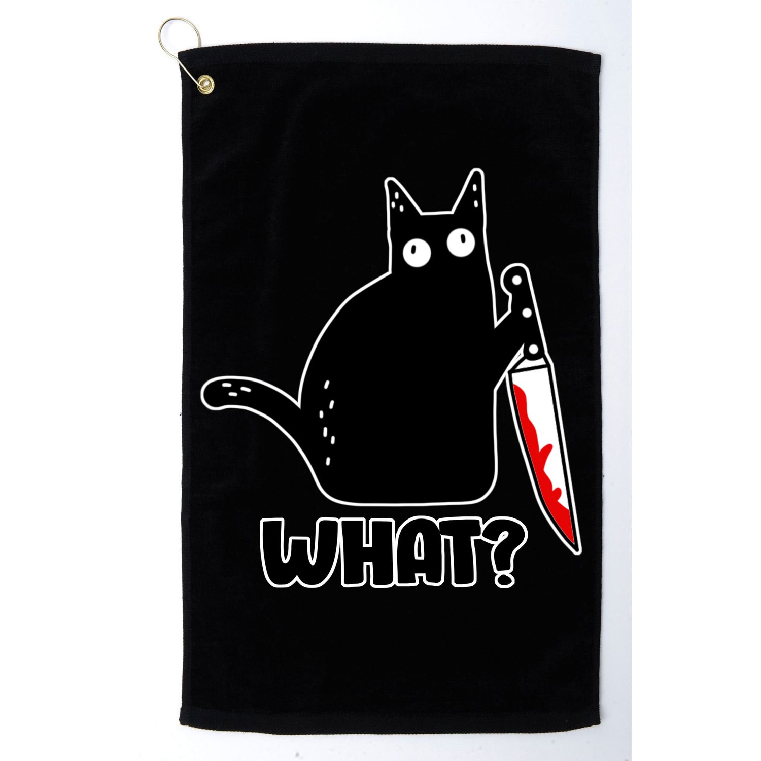 Halloween Cat what? Bloody Knife Golf Towel