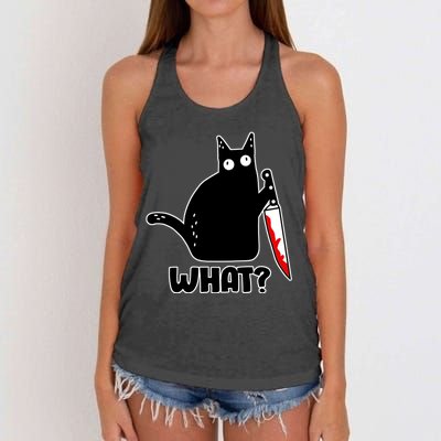 Halloween Cat what? Bloody Knife Women's Knotted Racerback Tank