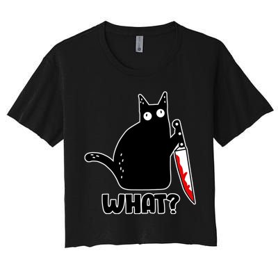 Halloween Cat what? Bloody Knife Women's Crop Top Tee