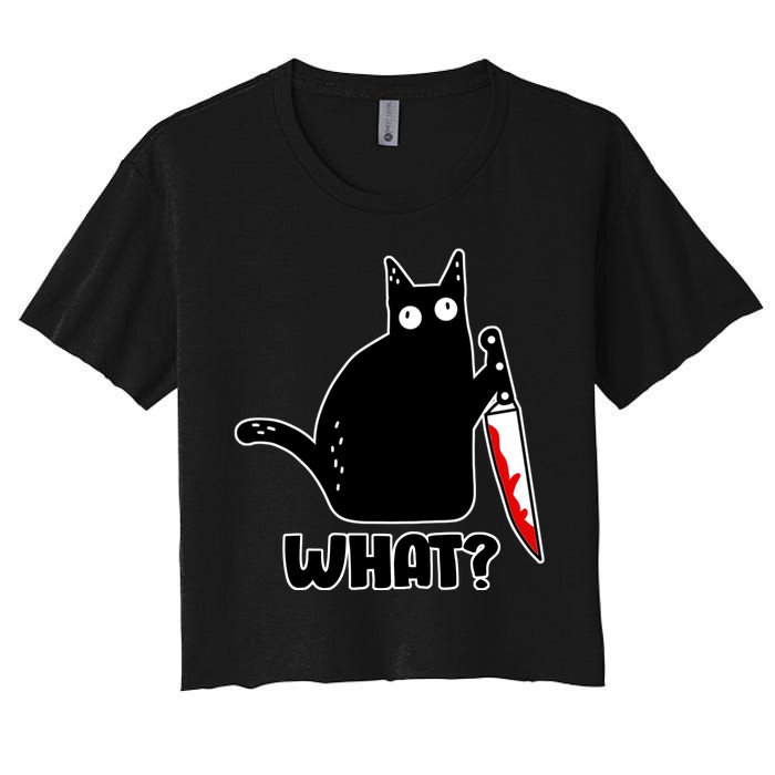 Halloween Cat what? Bloody Knife Women's Crop Top Tee