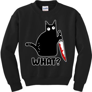 Halloween Cat what? Bloody Knife Kids Sweatshirt