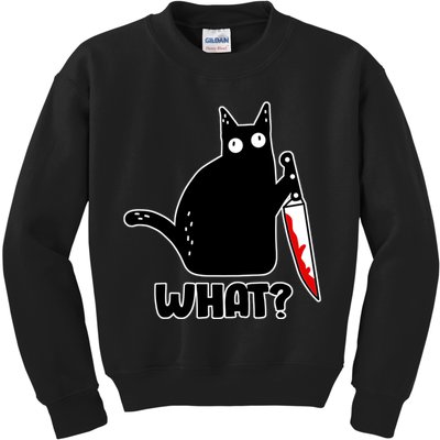Halloween Cat what? Bloody Knife Kids Sweatshirt