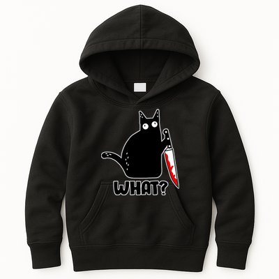 Halloween Cat what? Bloody Knife Kids Hoodie