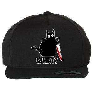 Halloween Cat what? Bloody Knife Wool Snapback Cap