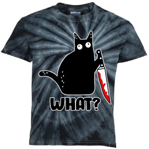 Halloween Cat what? Bloody Knife Kids Tie-Dye T-Shirt