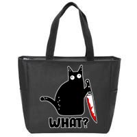 Halloween Cat what? Bloody Knife Zip Tote Bag