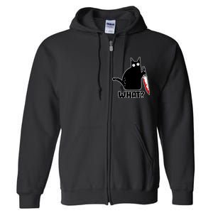 Halloween Cat what? Bloody Knife Full Zip Hoodie