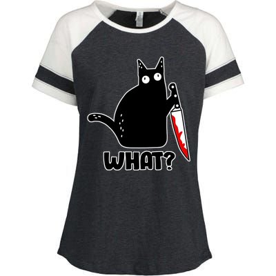 Halloween Cat what? Bloody Knife Enza Ladies Jersey Colorblock Tee