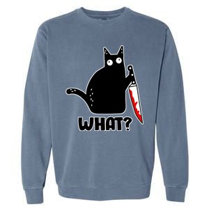 Halloween Cat what? Bloody Knife Garment-Dyed Sweatshirt