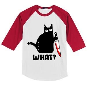 Halloween Cat what? Bloody Knife Kids Colorblock Raglan Jersey