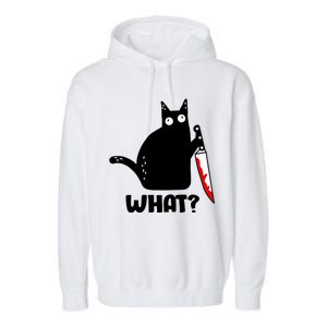 Halloween Cat what? Bloody Knife Garment-Dyed Fleece Hoodie