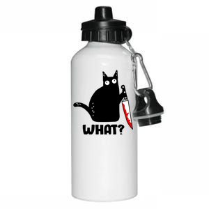 Halloween Cat what? Bloody Knife Aluminum Water Bottle