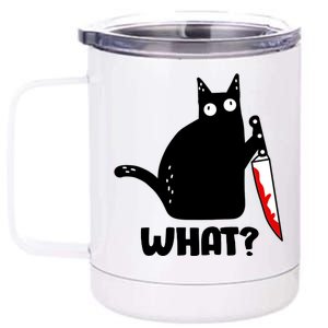 Halloween Cat what? Bloody Knife 12 oz Stainless Steel Tumbler Cup