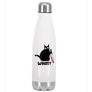 Halloween Cat what? Bloody Knife Stainless Steel Insulated Water Bottle