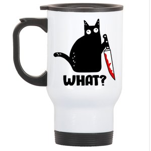 Halloween Cat what? Bloody Knife Stainless Steel Travel Mug